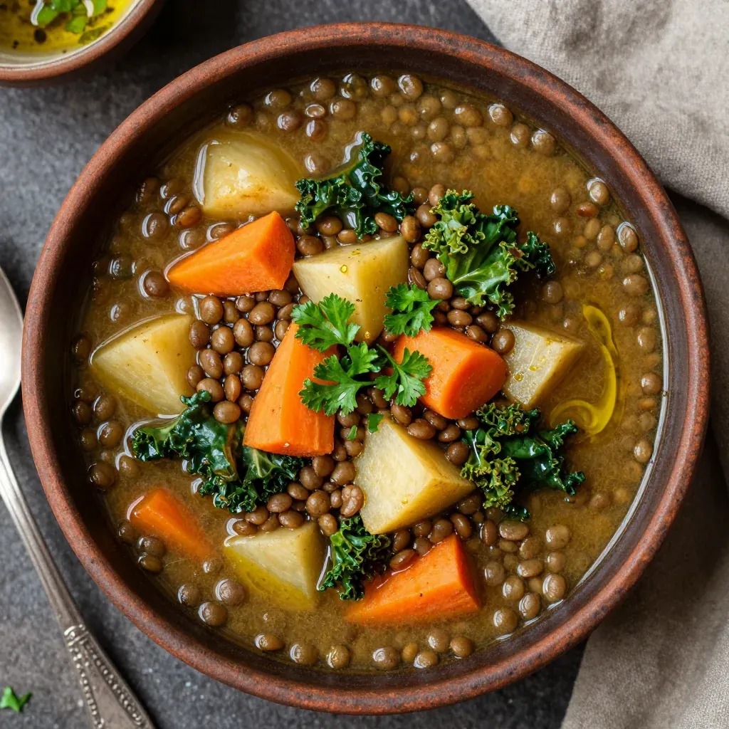 batch cook lentil and winter vegetable stew for family comfort and easy meals