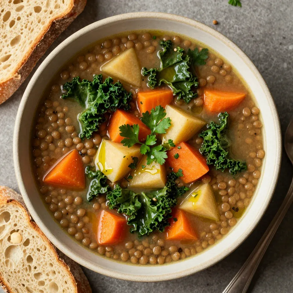 one pot high protein lentil and winter vegetable soup for january dinners