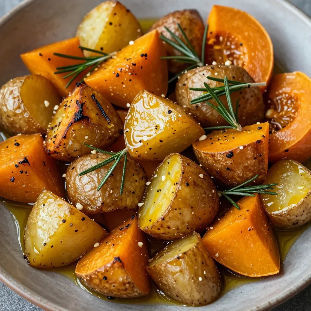 garlic rosemary roasted winter squash and potatoes for budget comfort