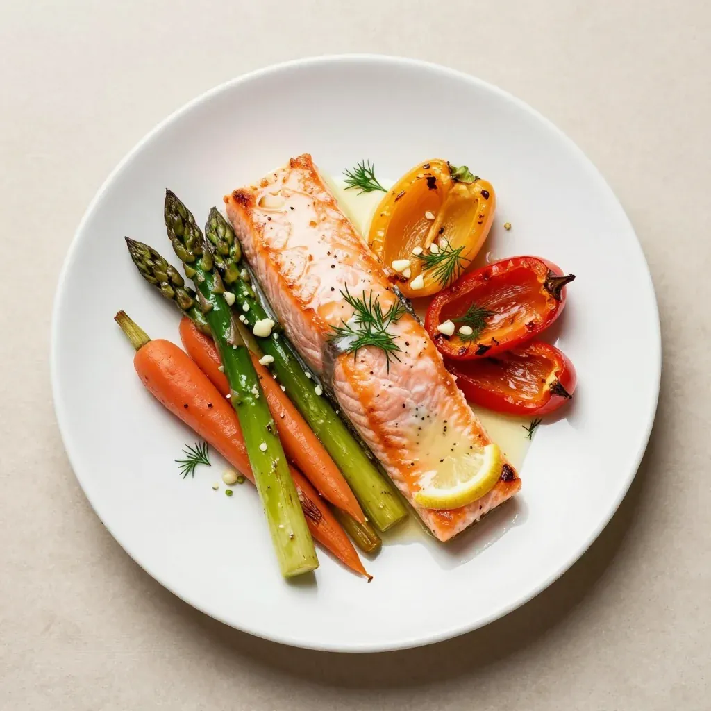 Garlic Butter Salmon with Roasted Veggies for Clean Eating