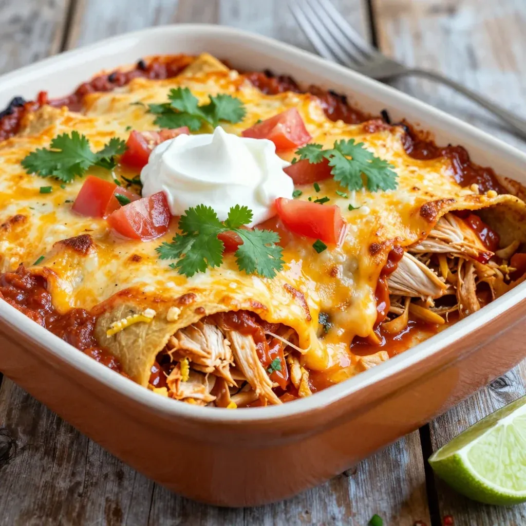 Easy Cheesy Enchilada Casserole With Chicken