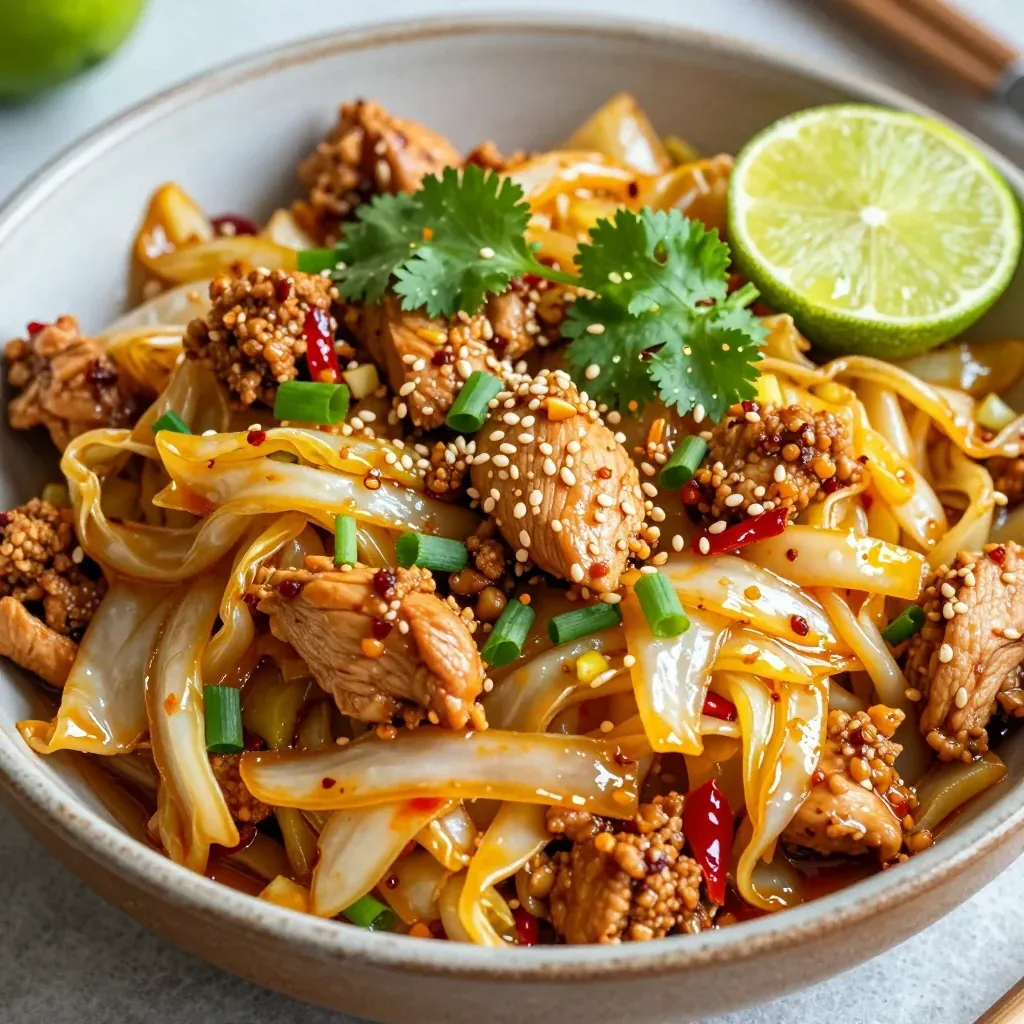 Spicy Ground Chicken and Cabbage Stir Fry with Lime