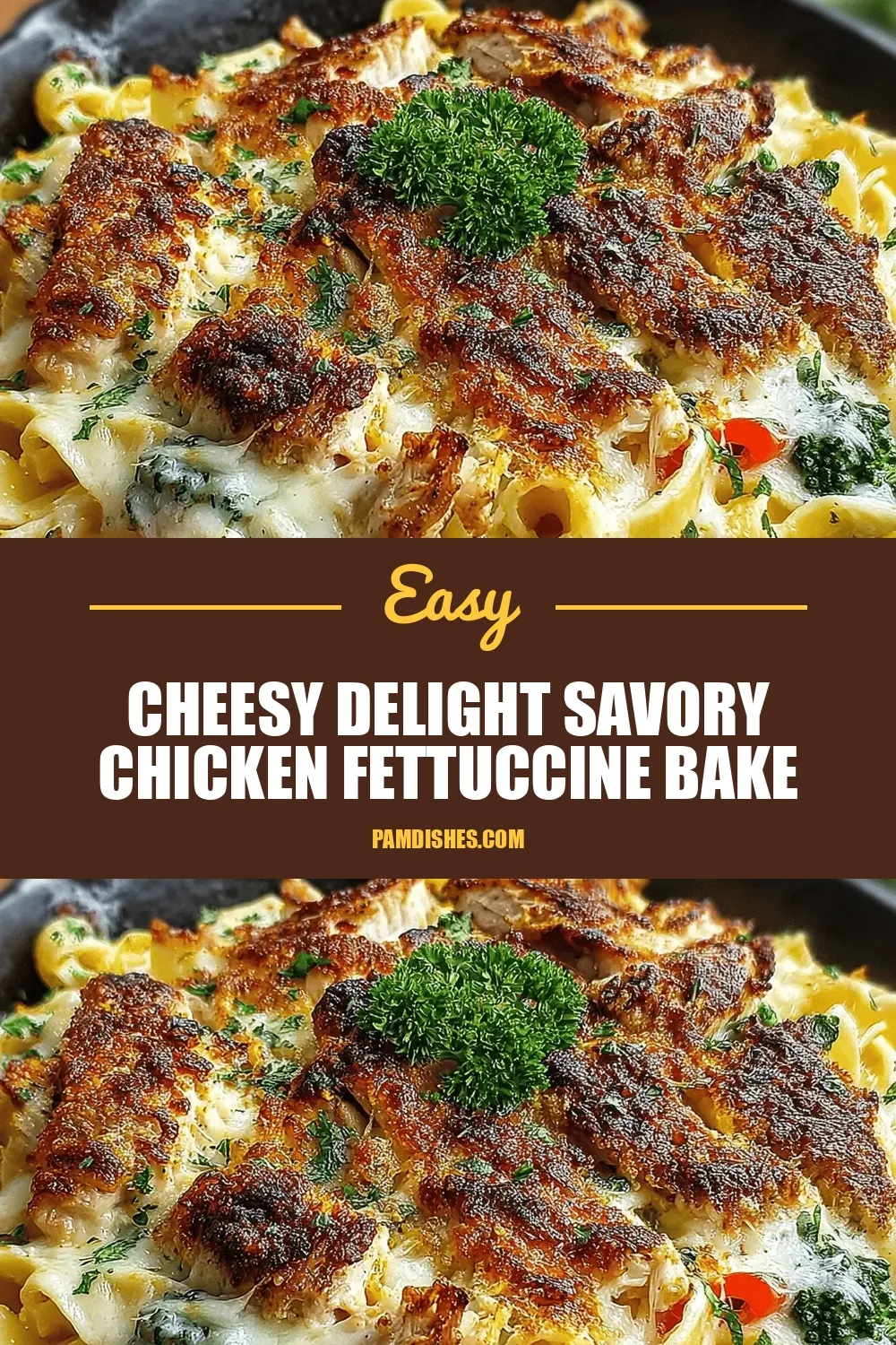 Cheesy Delight Savory Chicken Fettuccine Bake