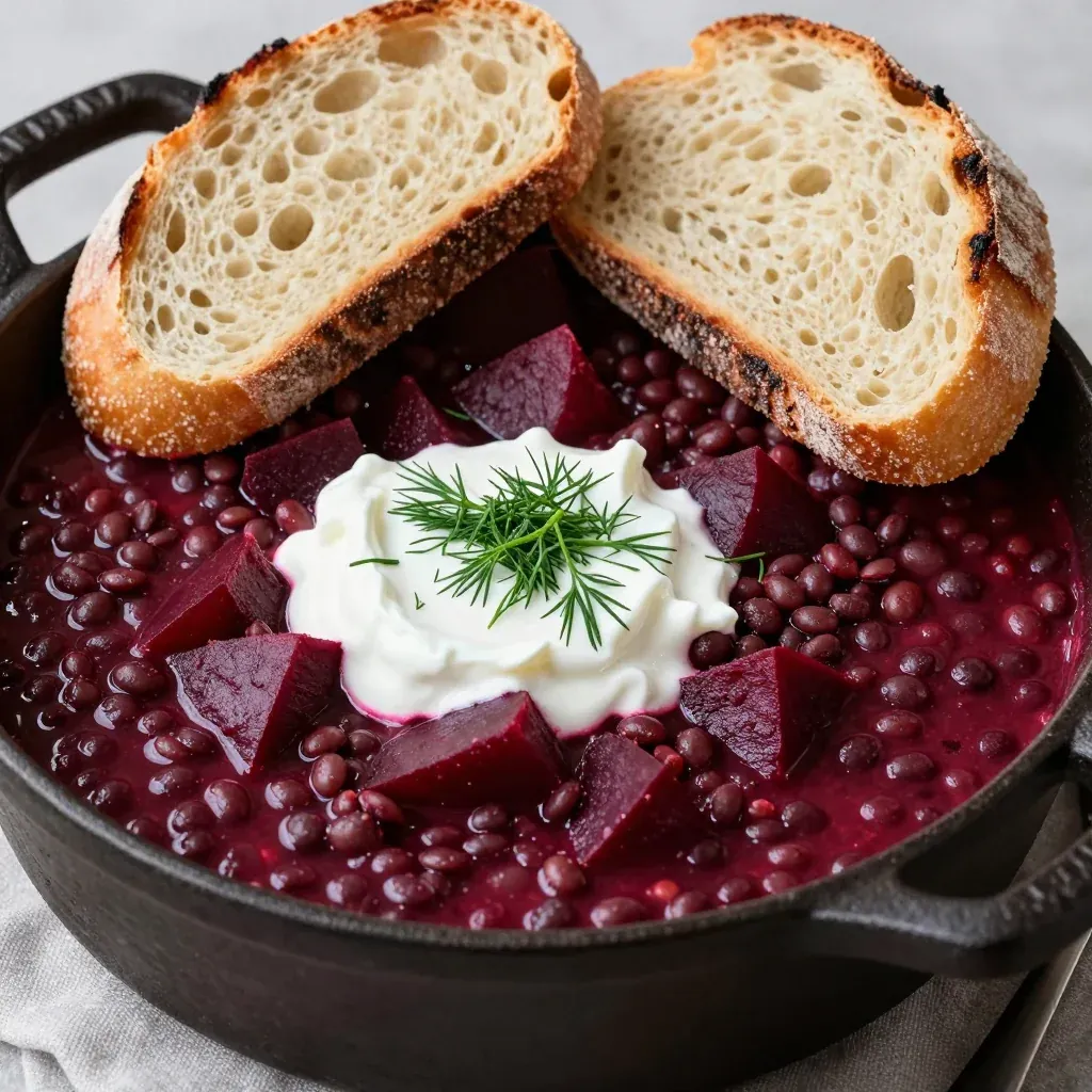 cozy slow cooker lentil and beet stew for cold january nights