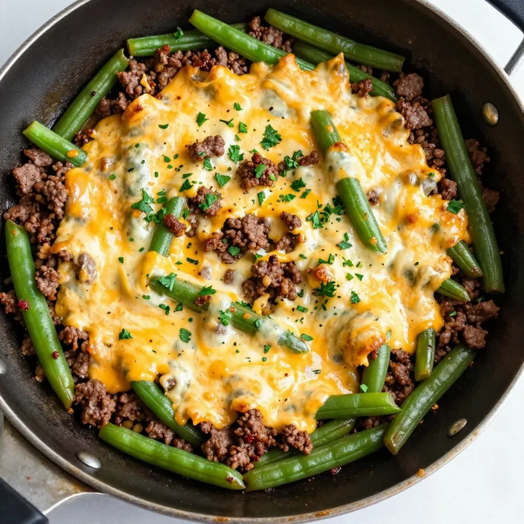 Easy Cheesy Ground Beef Skillet With Green Beans