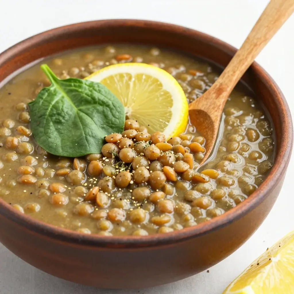 Hearty Lentil Soup with Spinach and Lemon Juice Recipe