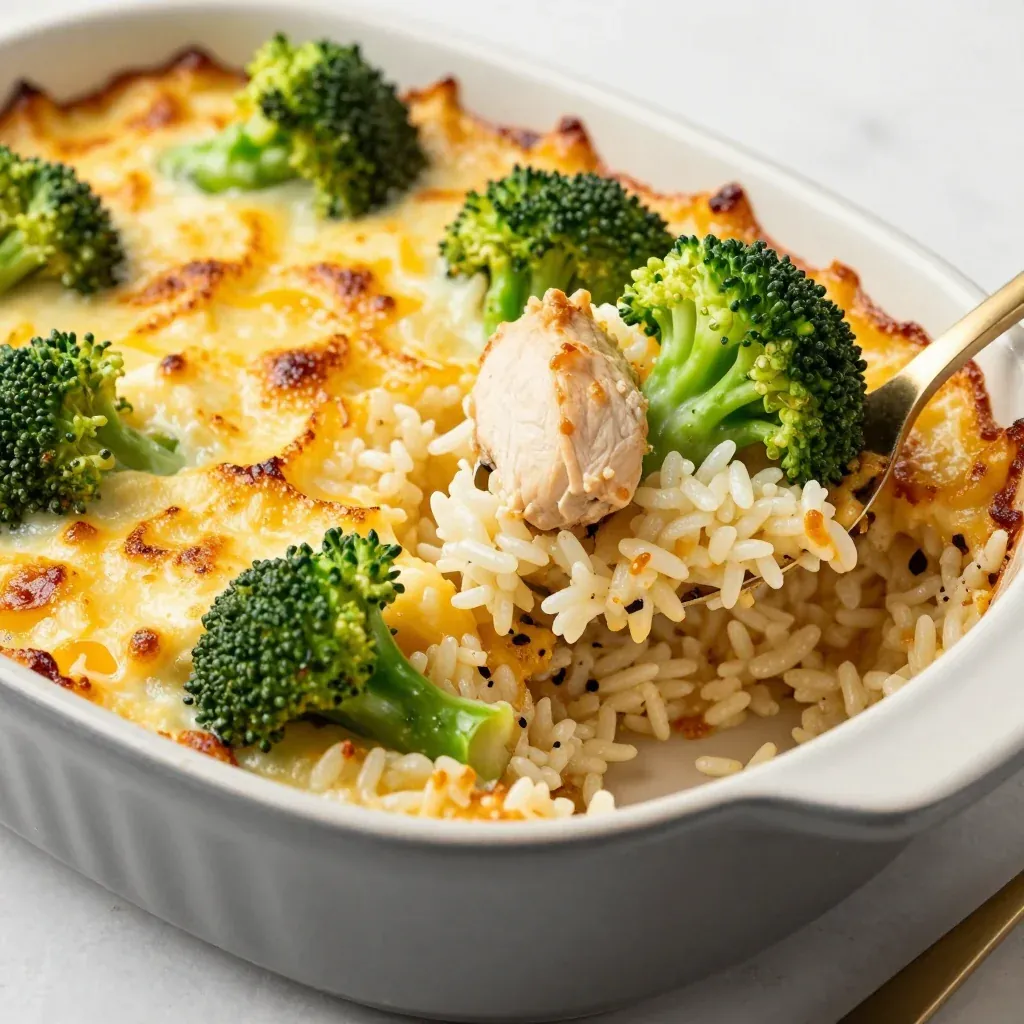 Kid-Friendly Cheesy Chicken Broccoli Rice Bake