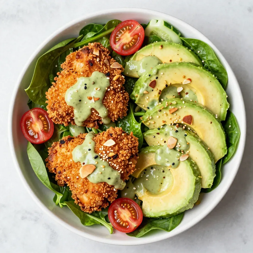 Crispy Keto Chicken and Avocado Salad for a Fresh and Crunchy Meal