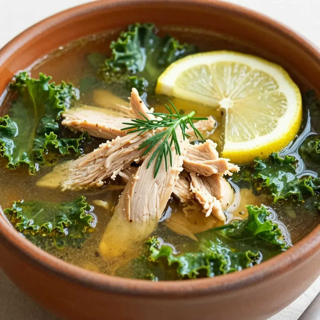 lowcalorie lemon and kale chicken soup for new year clean eating