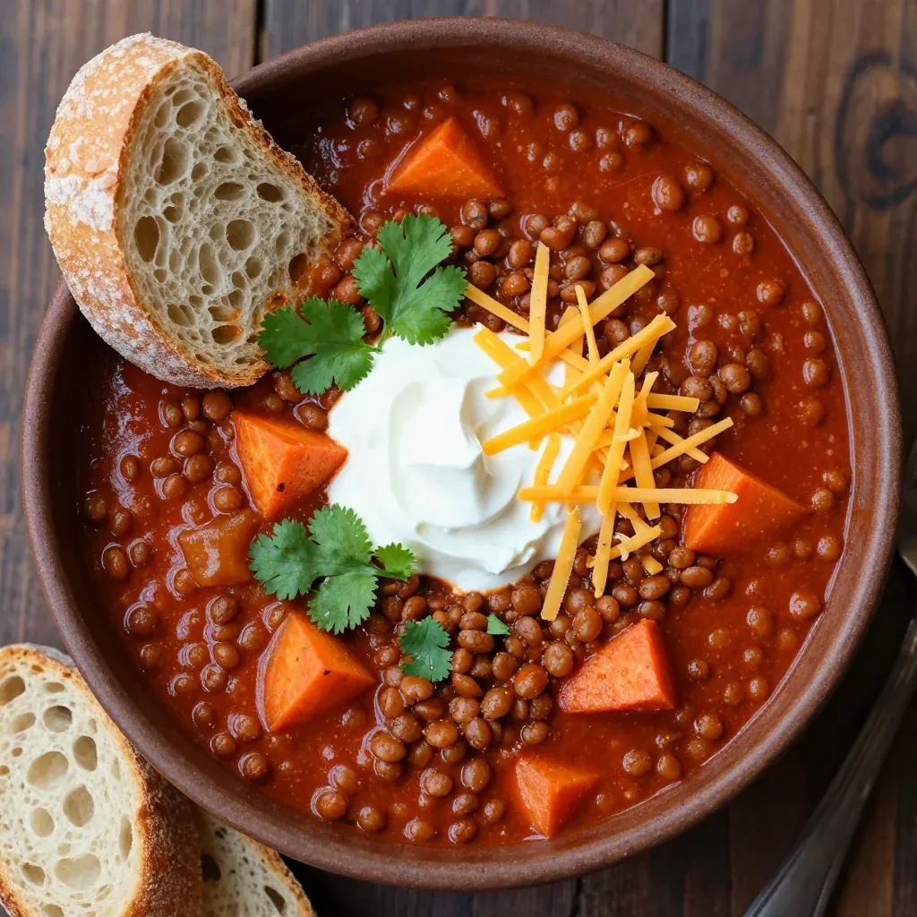onepot lentil and root vegetable chili for easy family suppers