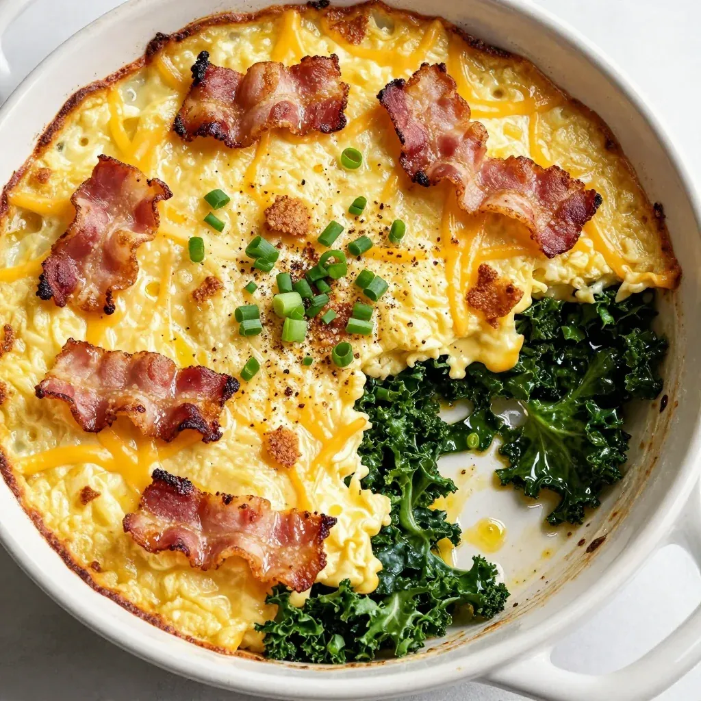cheesy bacon and kale breakfast casserole for holiday mornings