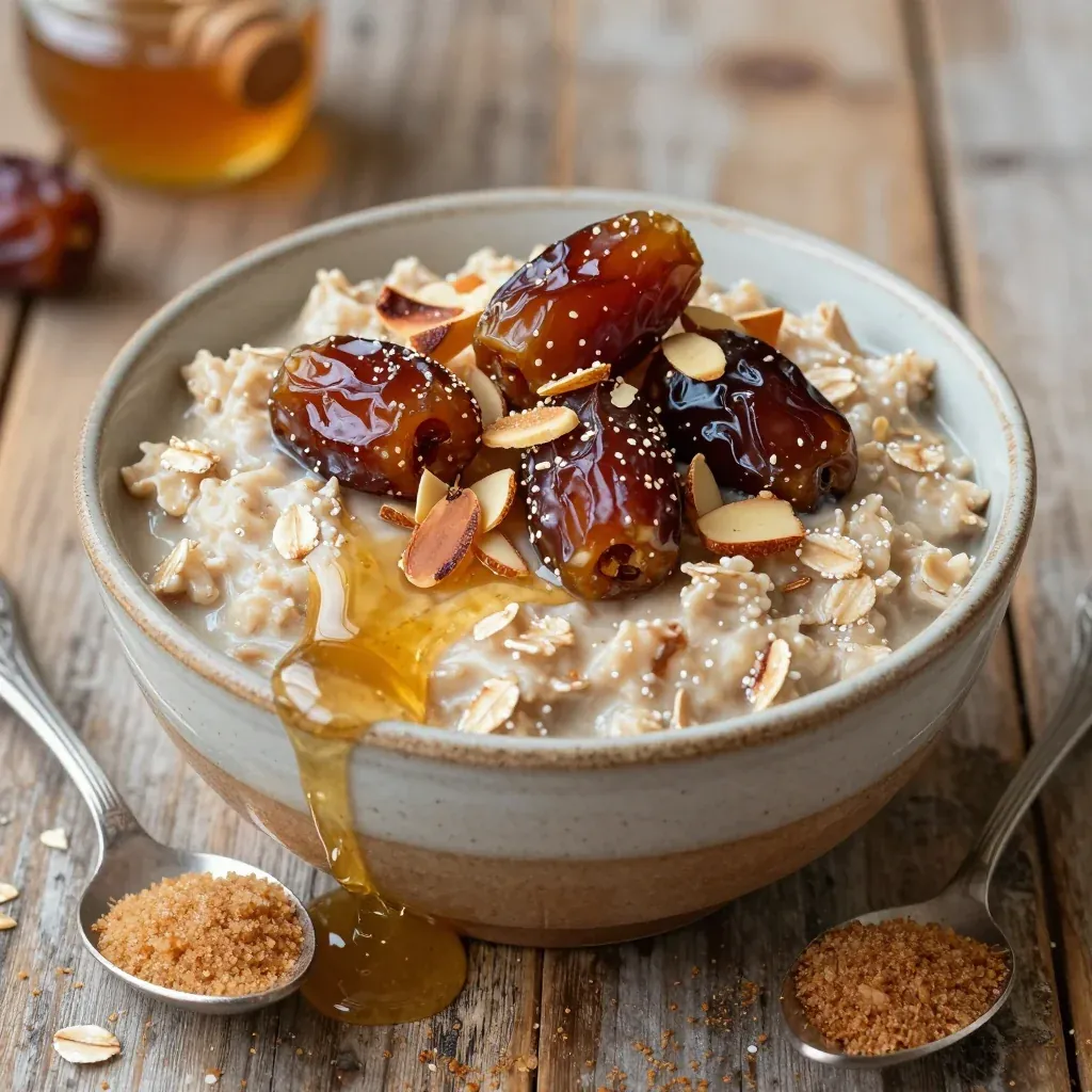 Warm Oatmeal with Dates and Almonds for Winter Comfort