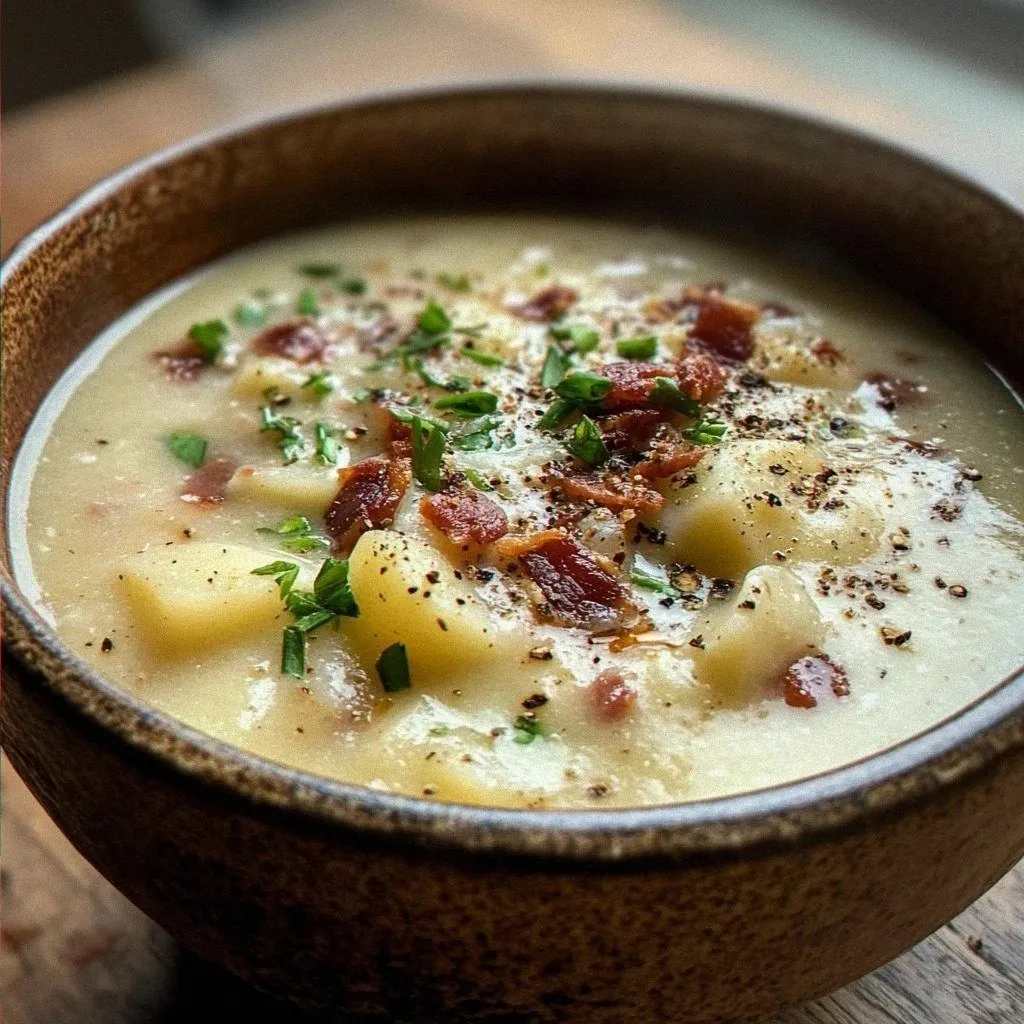 Creamy 4-Ingredient Potato Bacon Onion Soup Bliss