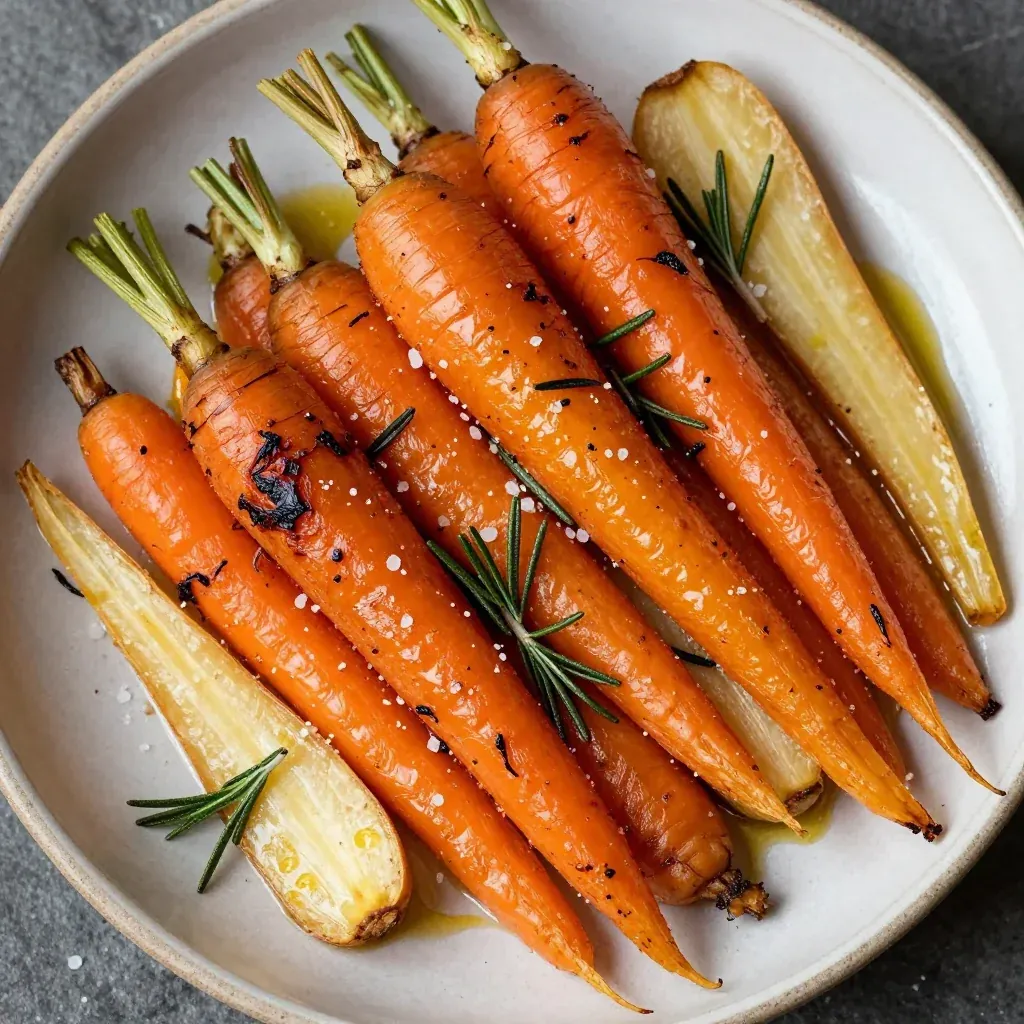 warm spiced roasted carrots and parsnips with rosemary