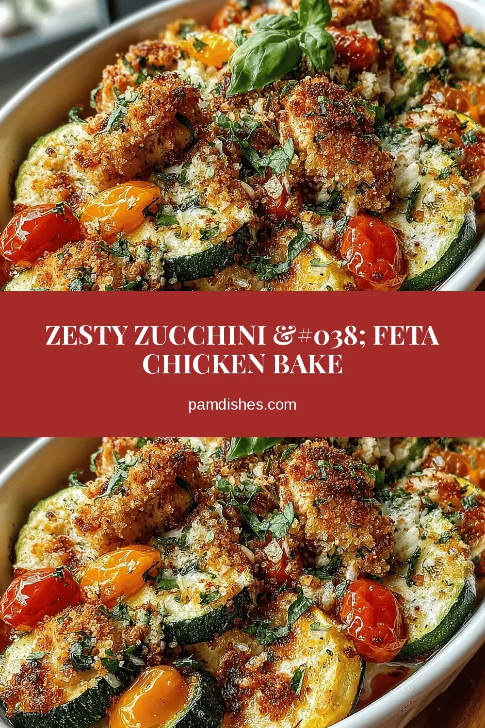 Zesty Zucchini & Feta Chicken Bake