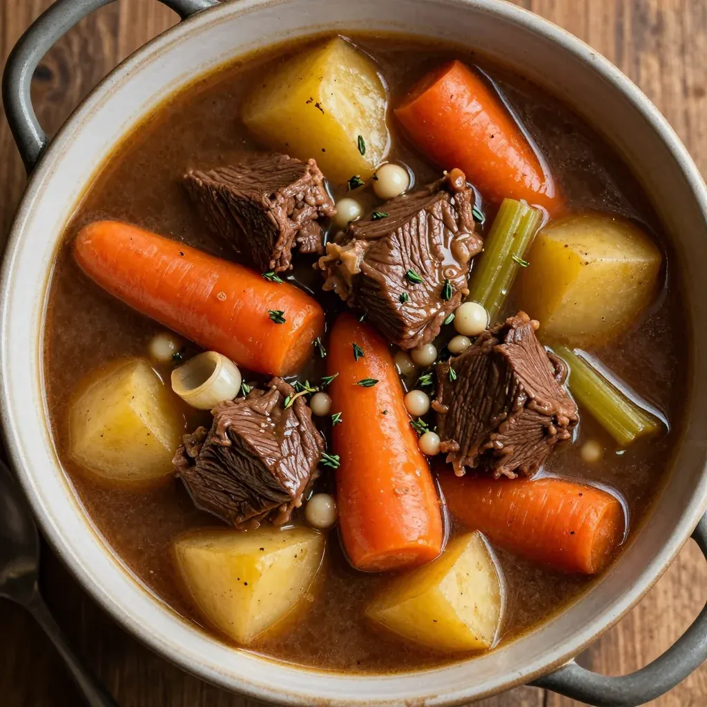 onepot beef and winter vegetable stew with potatoes and carrots