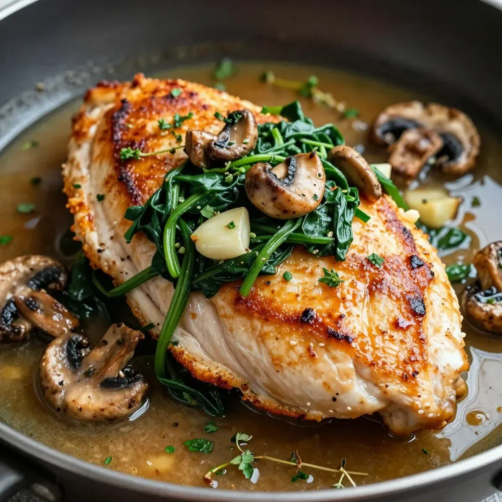 herbed mushroom and spinach stuffed chicken breast for holiday dinner