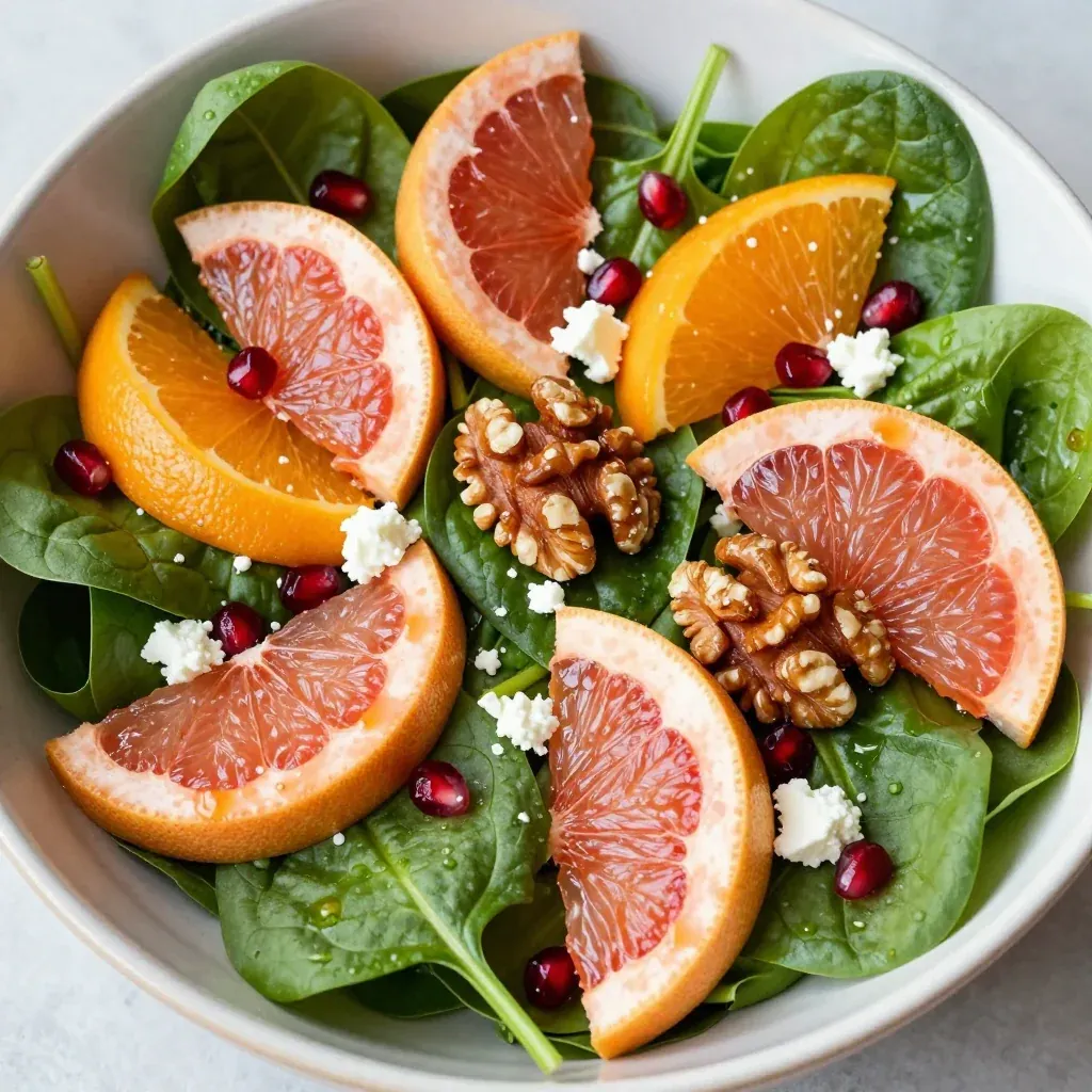 citrus spinach salad with grapefruit orange and toasted walnuts