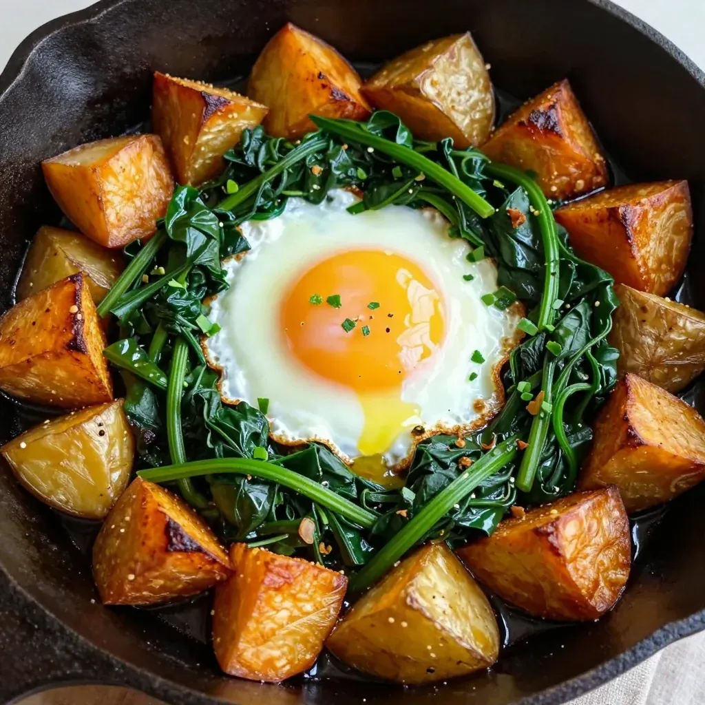 warm sweet potato and spinach breakfast hash for lazy mornings