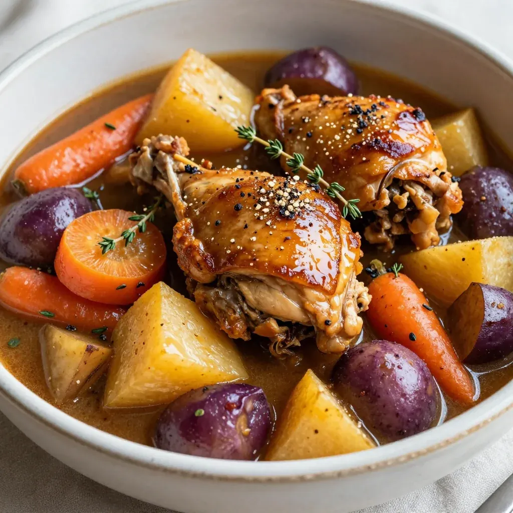 batch cooking friendly chicken and root vegetable stew for quick dinners
