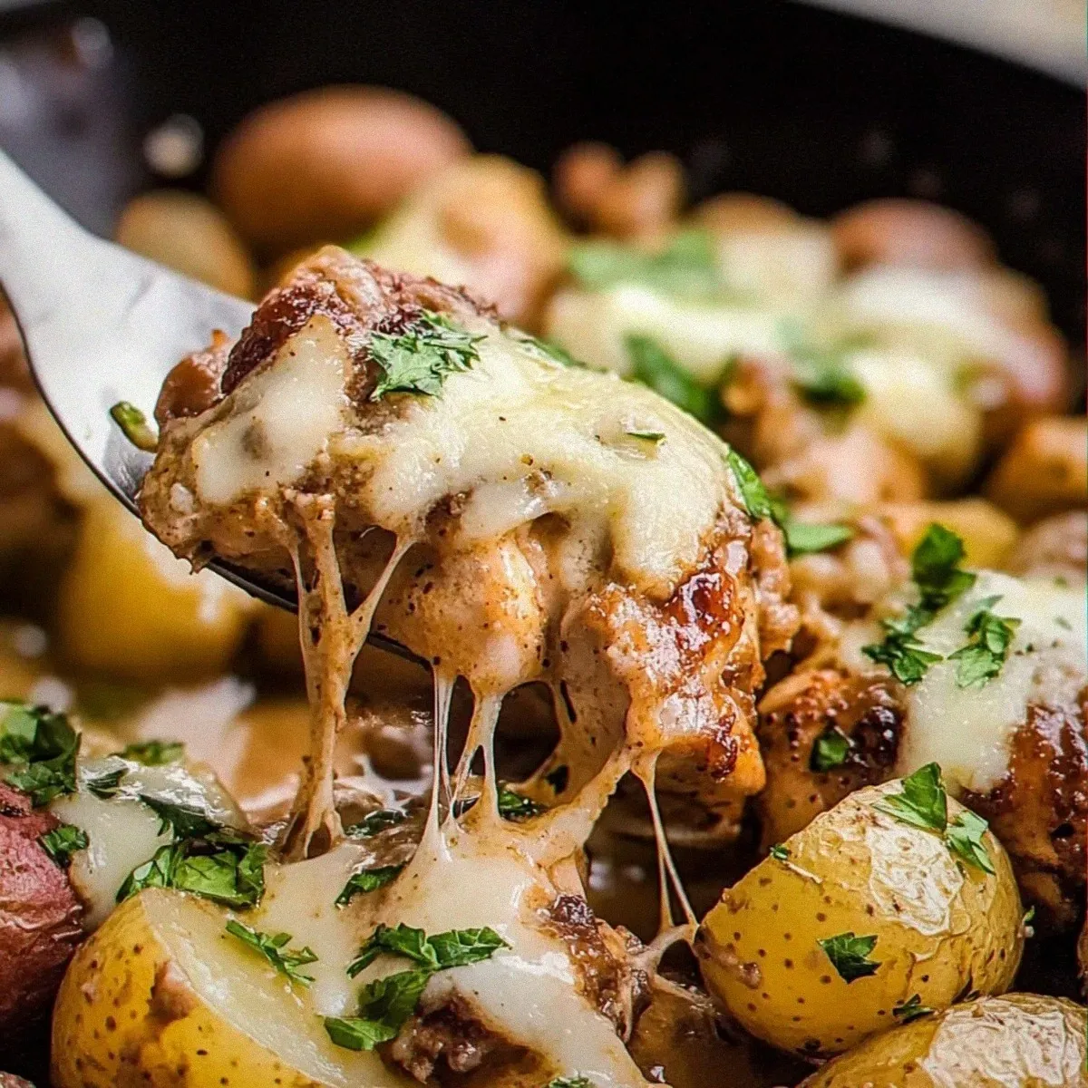Garlic Parmesan Chicken and Potatoes in One Skillet Bliss