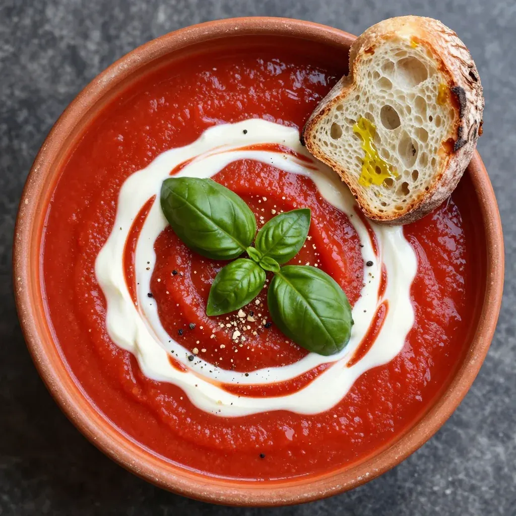 Creamy Tomato Soup with Basil for Winter Comfort