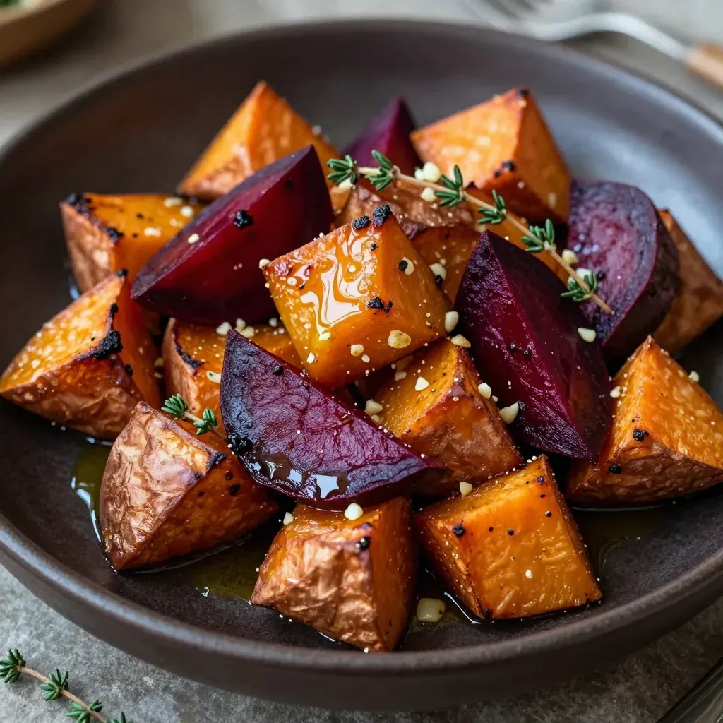 roasted sweet potato and beet medley with garlic for cozy dinners