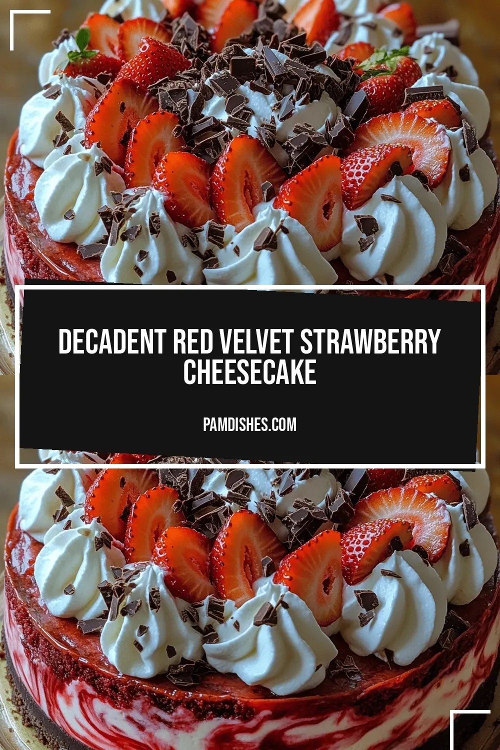 Decadent Red Velvet Strawberry Cheesecake