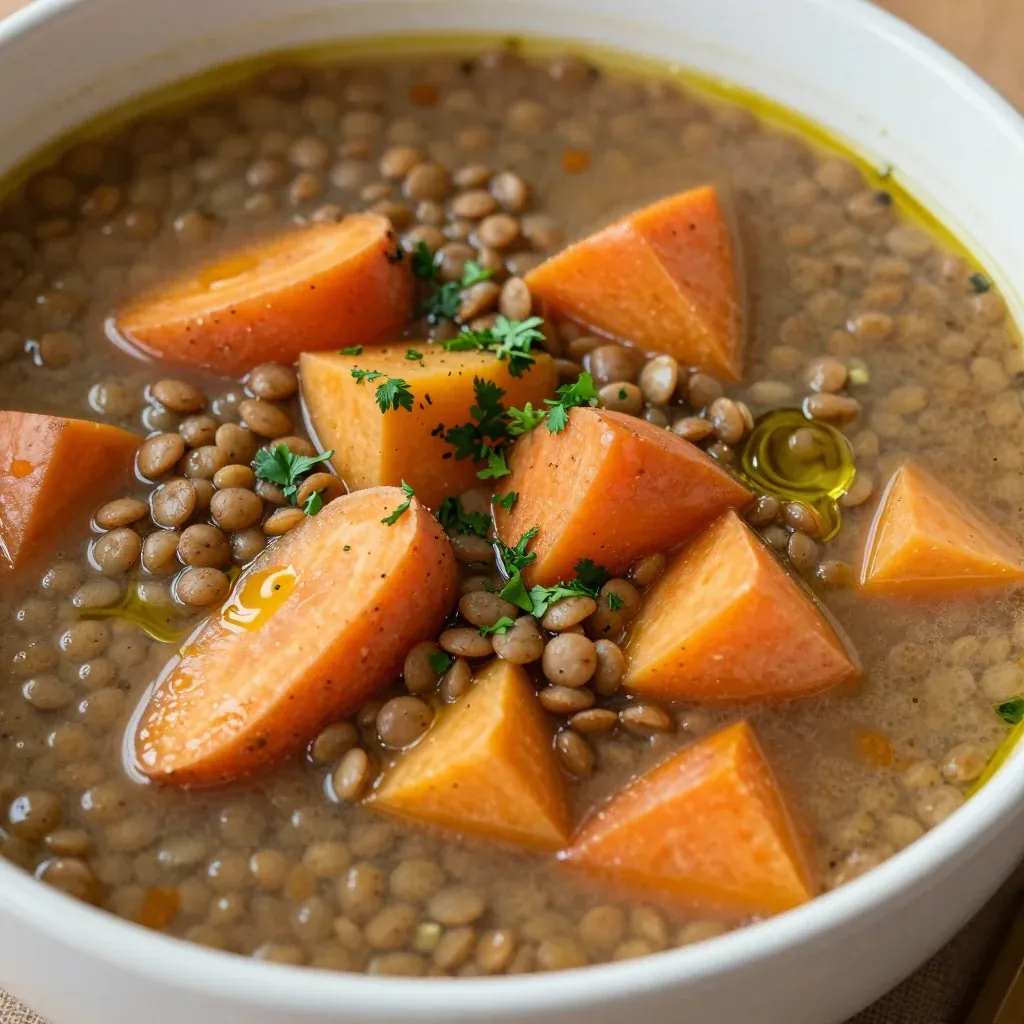 batch cooking onepot lentil and root vegetable soup for family evenings