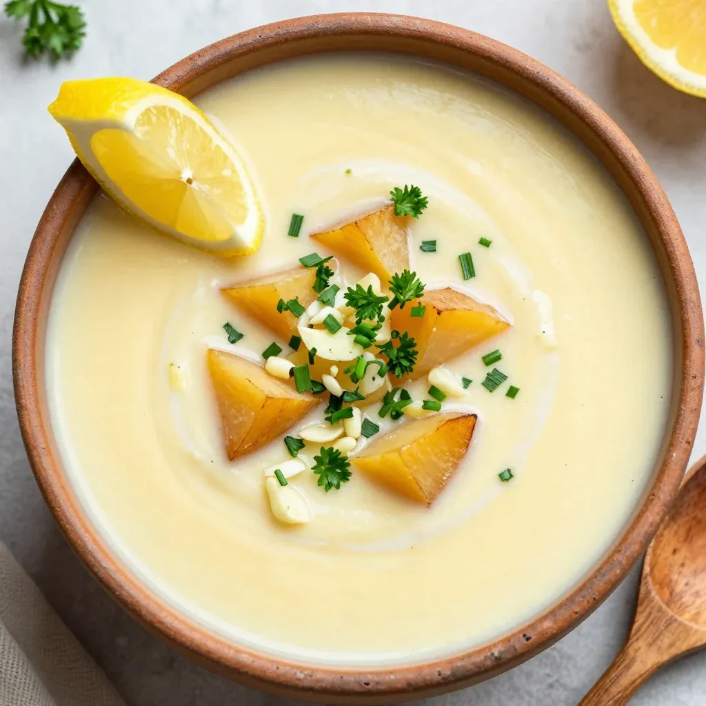 healthy lemonparsnip soup with garlic and herbs for family suppers