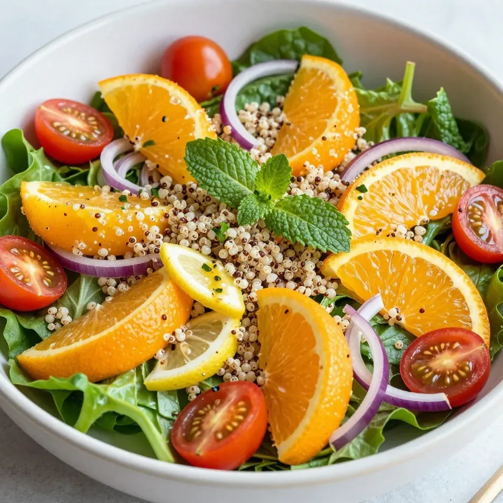 detox citrus quinoa salad with oranges and lemon for clean eating