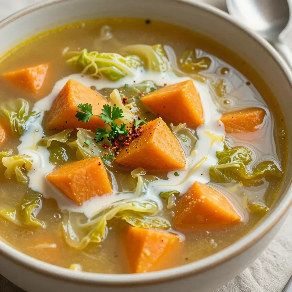 budget friendly hearty cabbage and sweet potato soup