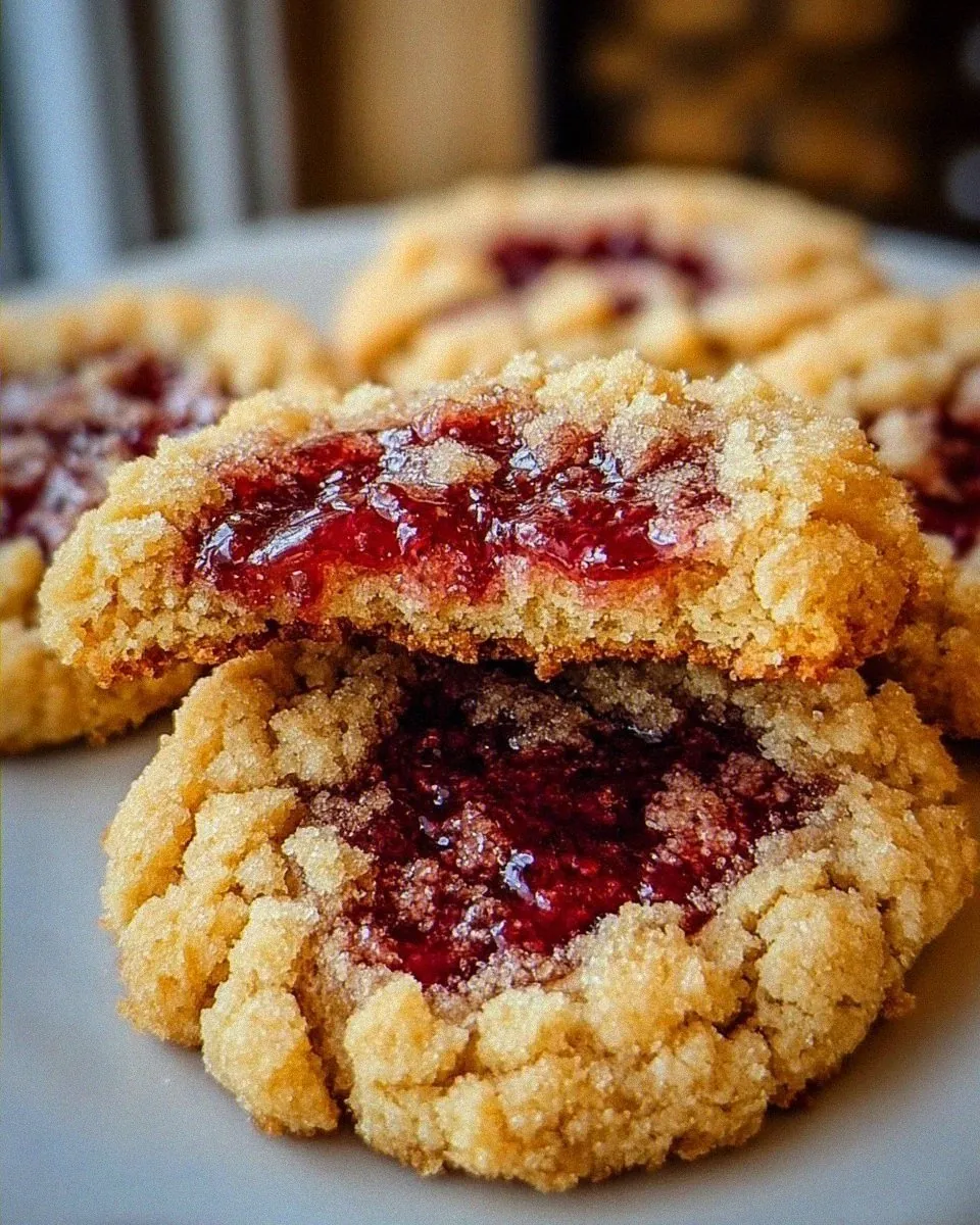 Buttery Raspberry Crumble Cookies with a Sweet Jam Filling