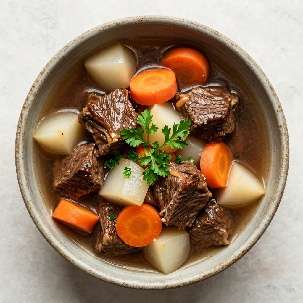 slow cooker high protein beef and turnip stew for january meal prep
