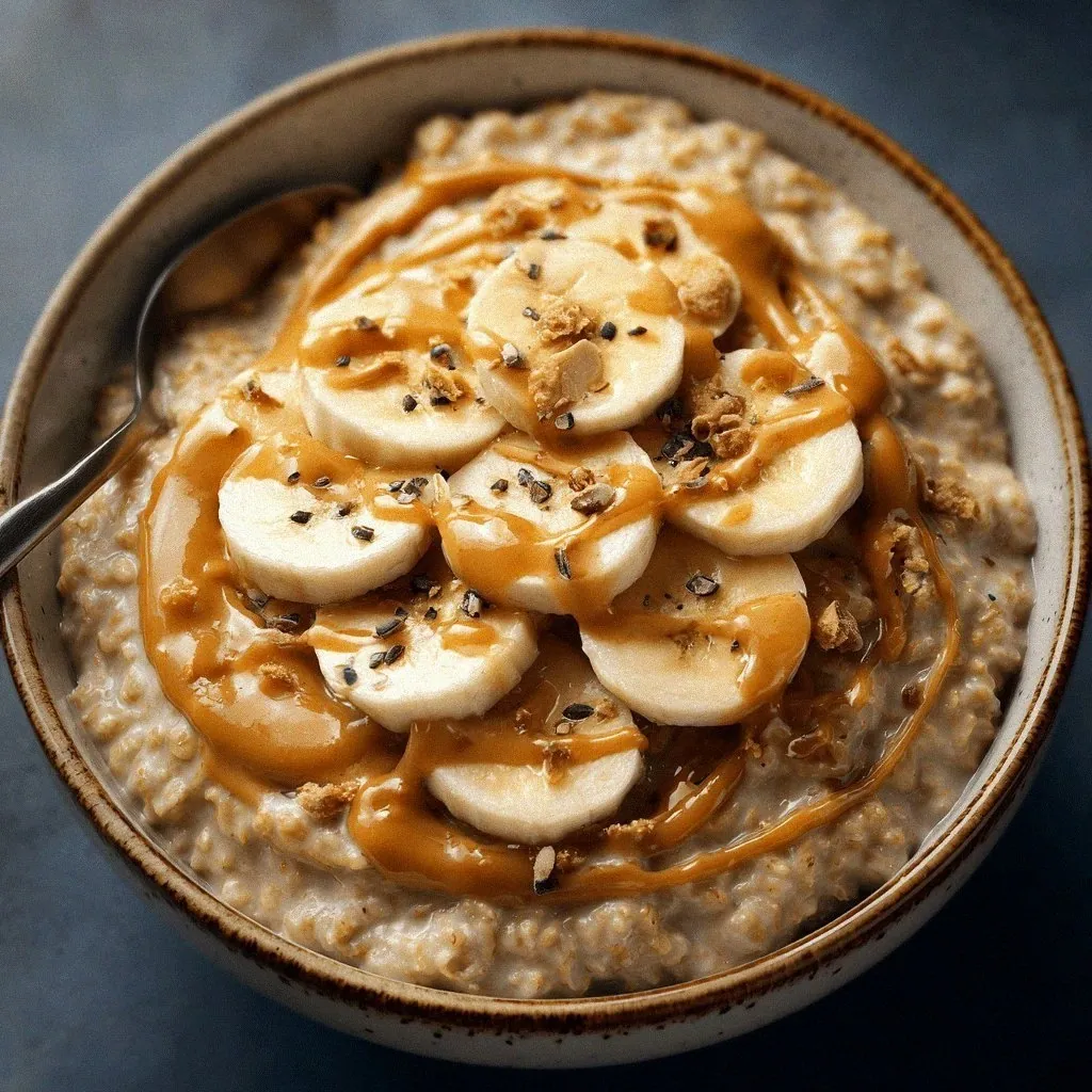 banana and peanut butter oatmeal bowl