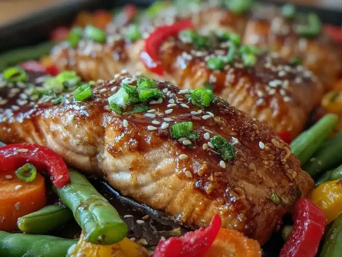 Easy Sheet Pan Teriyaki Salmon Recipe with Snap Peas and Carrots Perfect for Quick Dinners