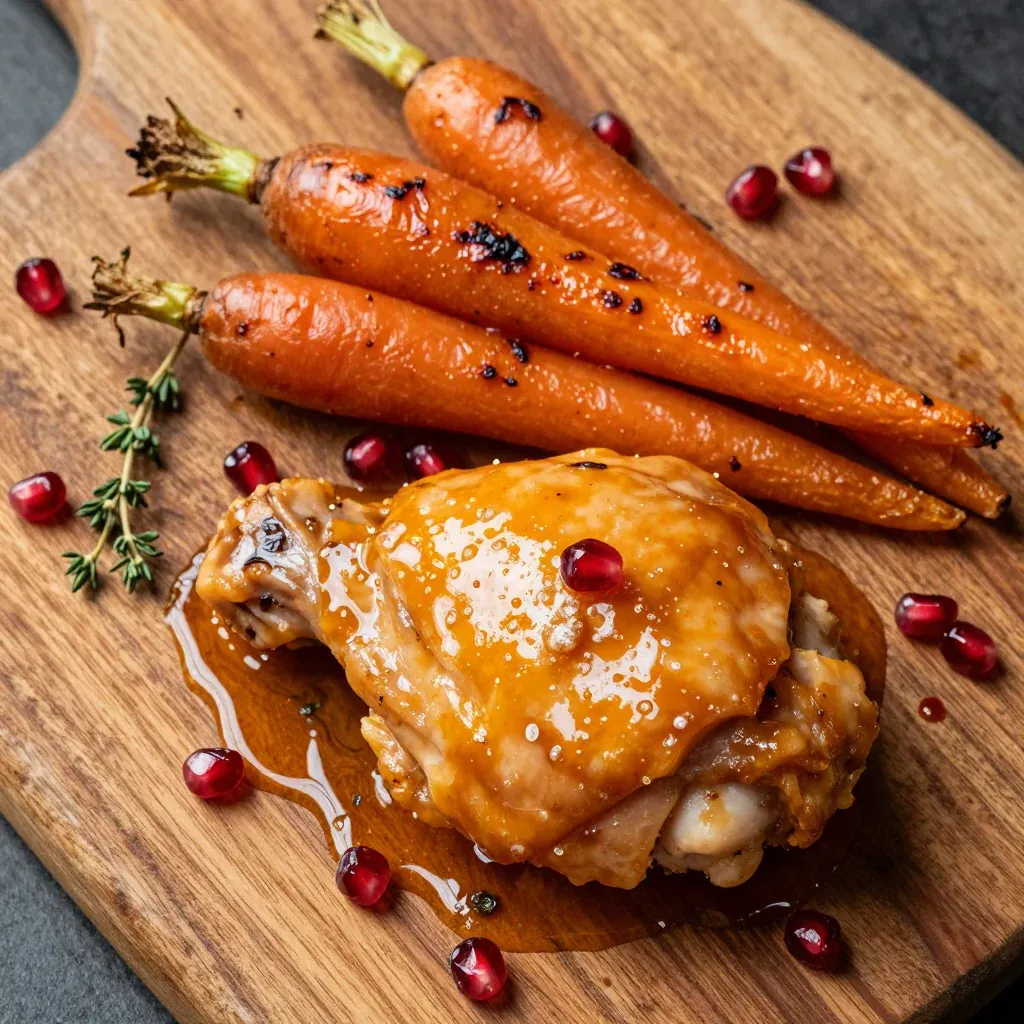warm citrus glazed chicken with roasted carrots and parsnips