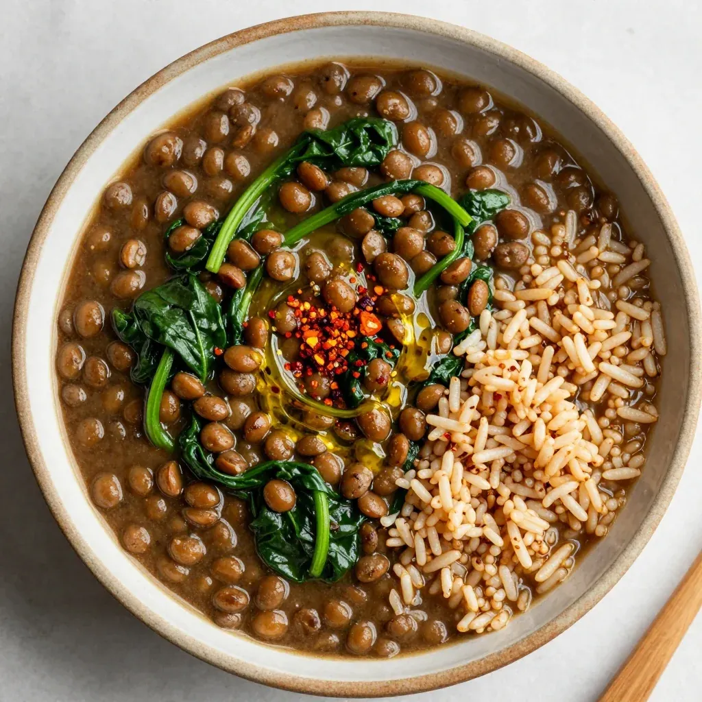 high protein lentil and spinach stew for january meal prep