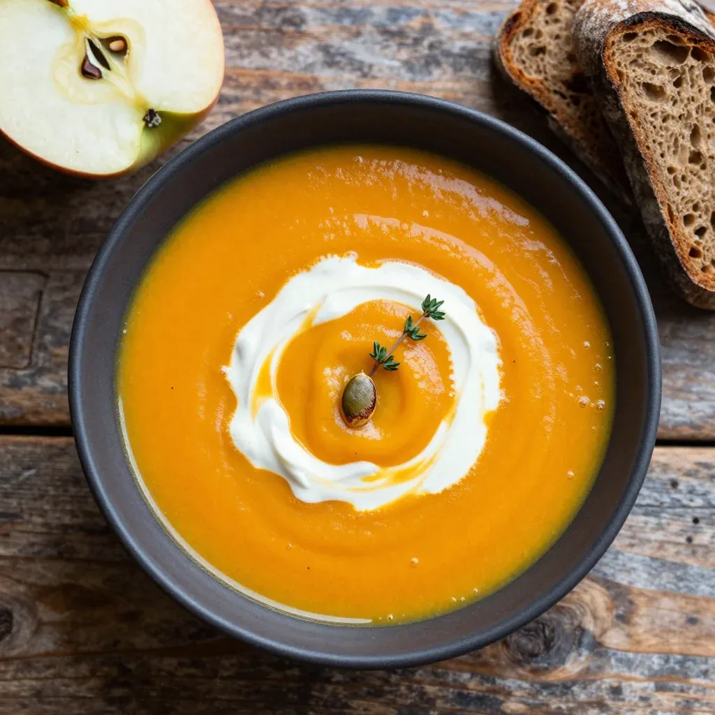 Warm Butternut Squash and Apple Soup for Fall