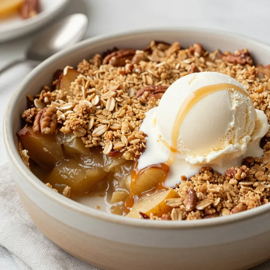 baked cinnamon apple crisp with pecan streusel for winter desserts