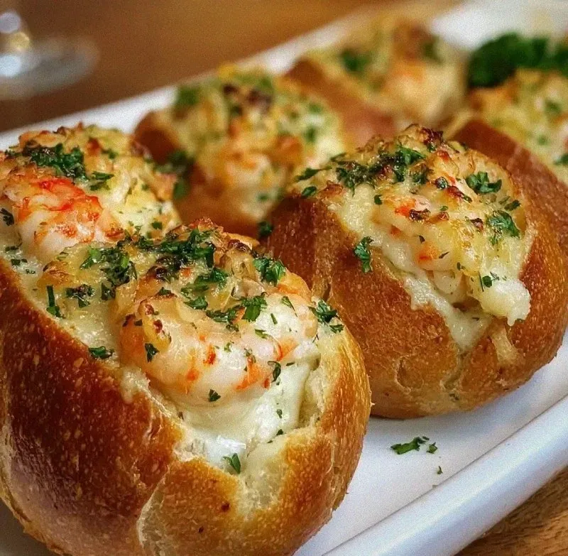 Crabby Shrimp-Stuffed Garlic Bread Bombs