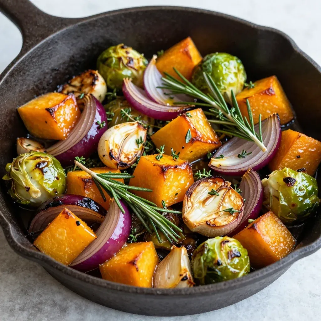 batch cooking roasted winter vegetables with garlic and herbs