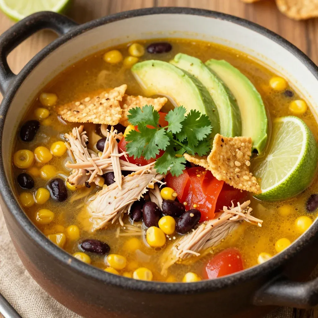 Winter Warmth Chicken Tortilla Soup in Crockpot