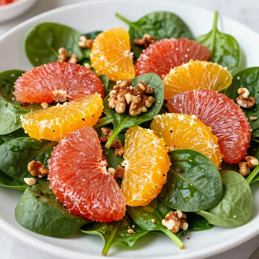 citrus spinach salad with grapefruit orange and toasted walnuts