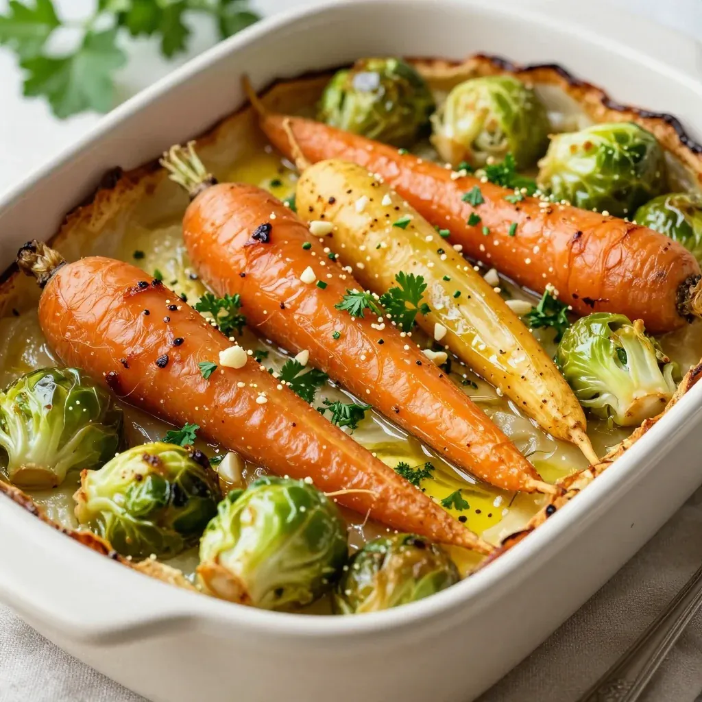 budgetfriendly garlic and lemon roasted winter vegetable bake