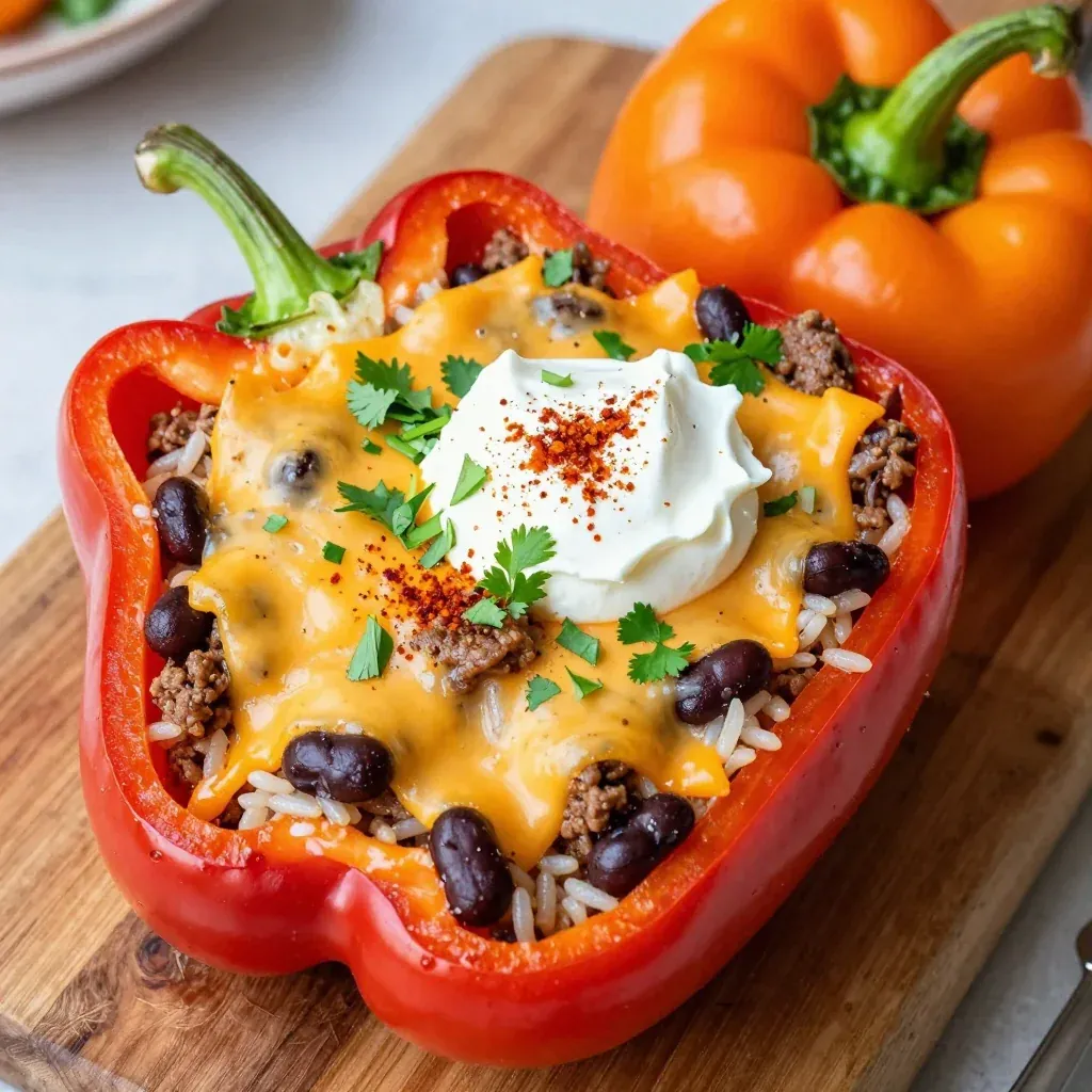 NFL Playoff Stuffed Bell Peppers with Rice