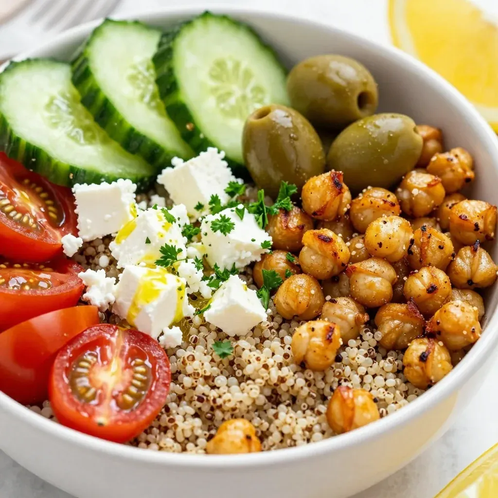 Clean Eating Mediterranean Bowl with Chickpeas and Feta
