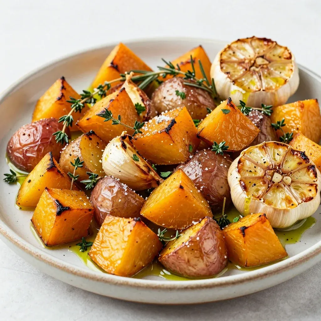 garlic roasted winter squash and potatoes for easy family meals