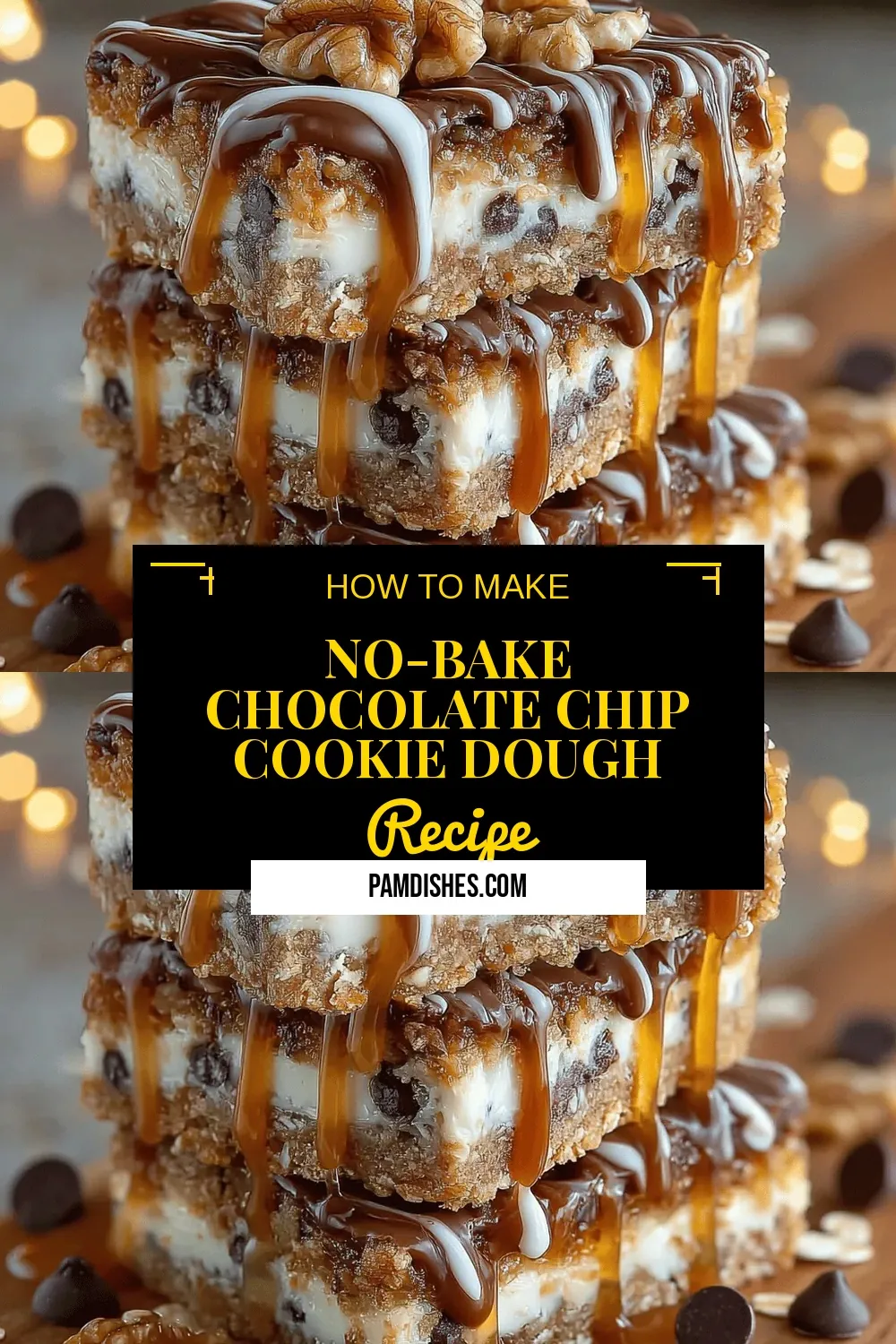 No-Bake Chocolate Chip Cookie Dough Bliss Bars