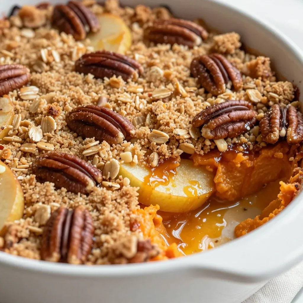sweet potato and apple casserole with brown sugar streusel topping